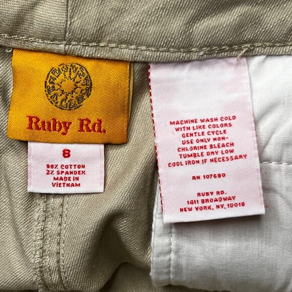 Ruby Rd Wide Leg Denim Chino Sand Beige Pants 8 (33x31) NWT - Picture 12 of 16